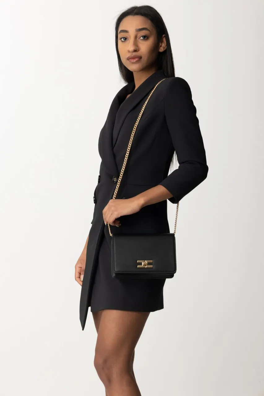 Borsa a tracolla con logo girello dorato Nero