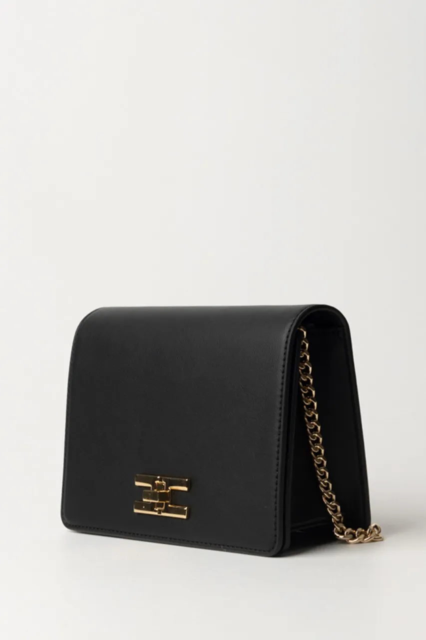 Borsa a tracolla con logo girello dorato Nero