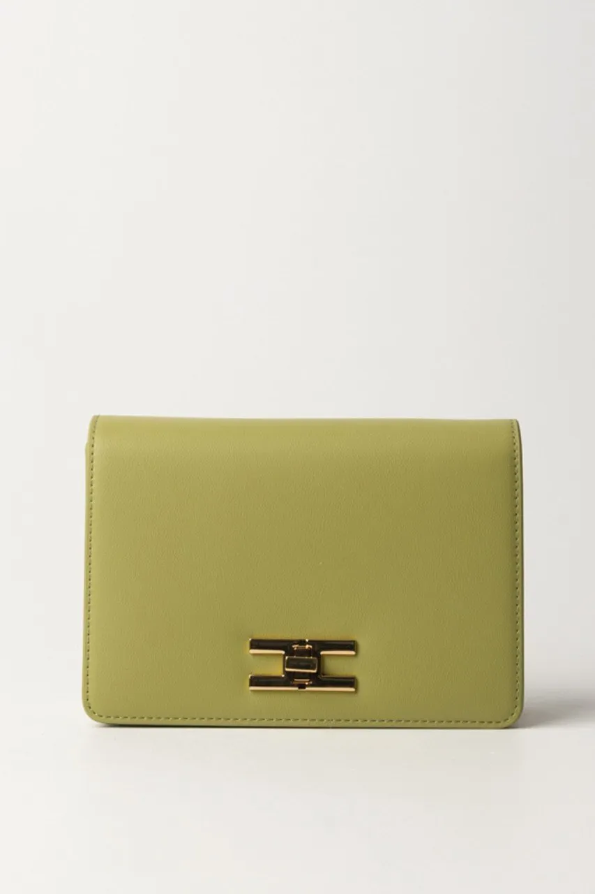 Borsa a tracolla con logo girello dorato Pistacchio