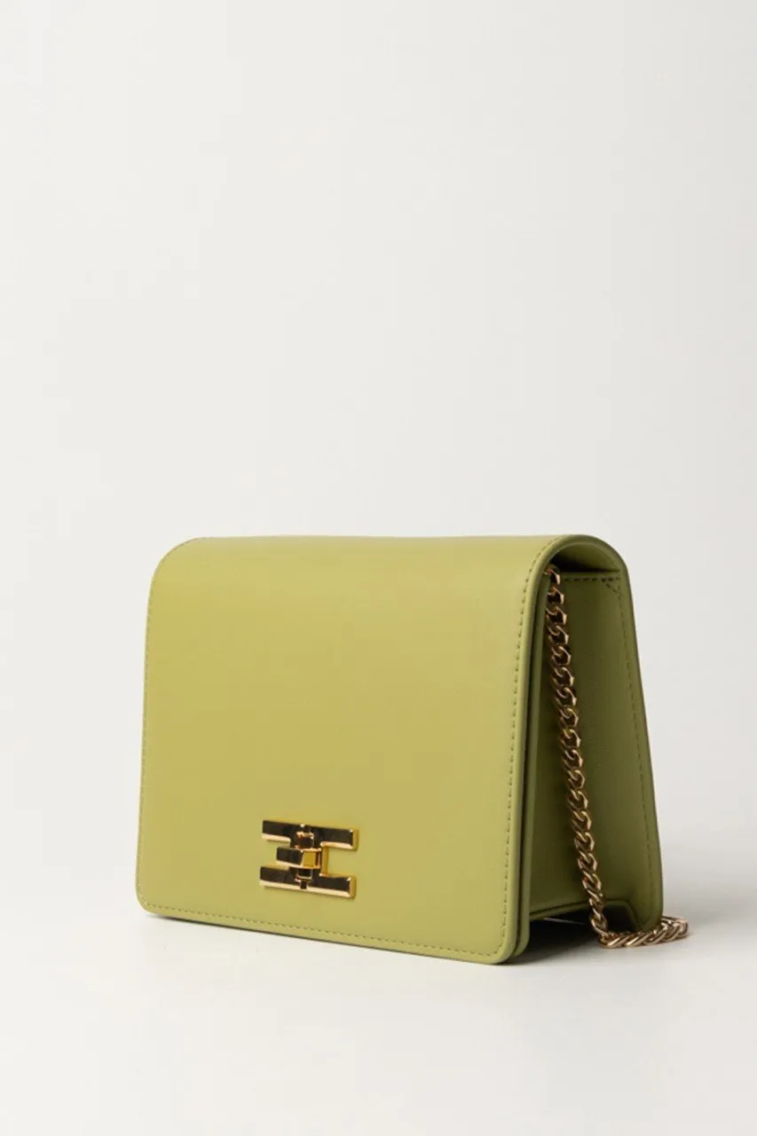 Borsa a tracolla con logo girello dorato Pistacchio
