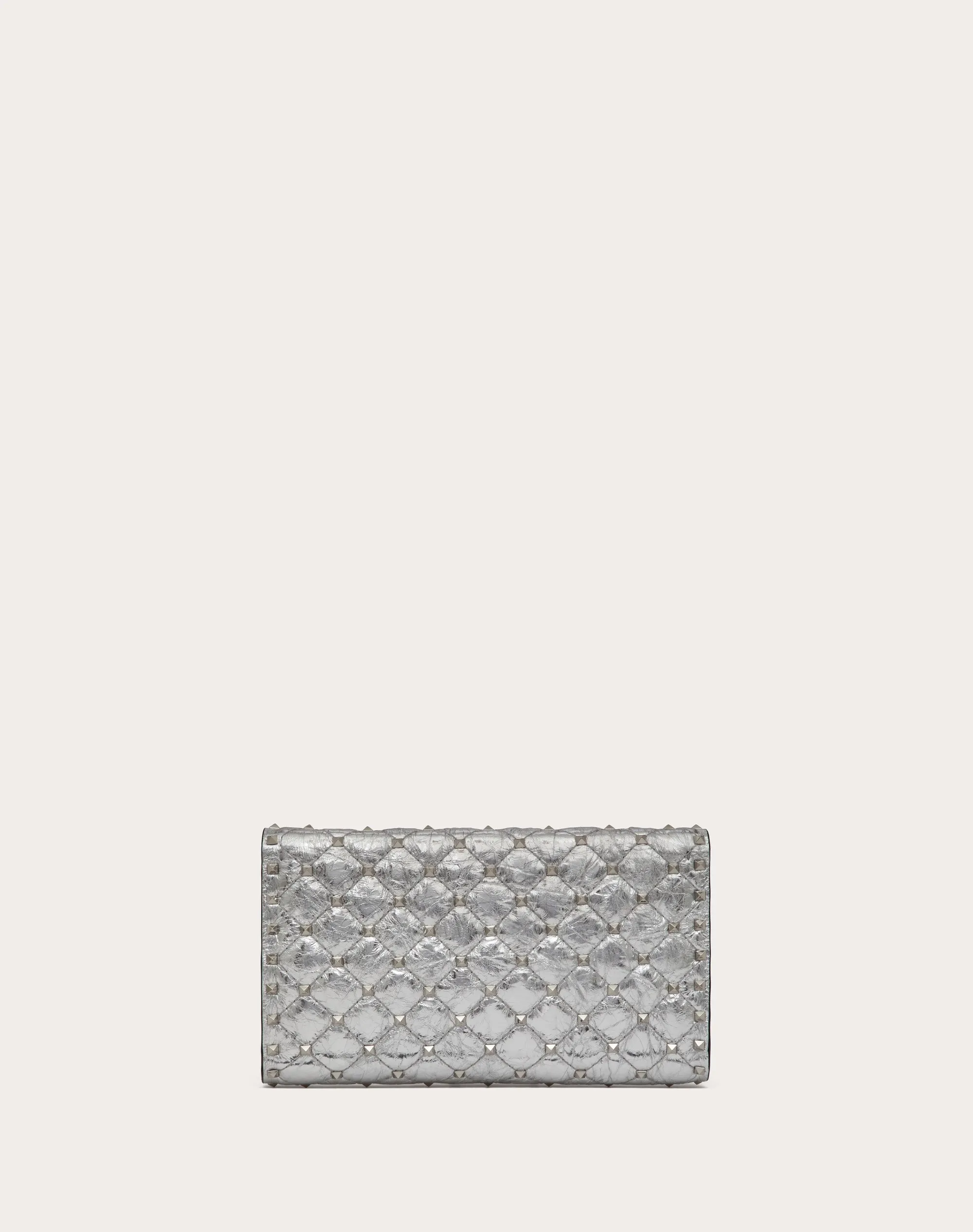 BORSA A TRACOLLA ROCKSTUD SPIKE IN AGNELLO METALLIZZATO