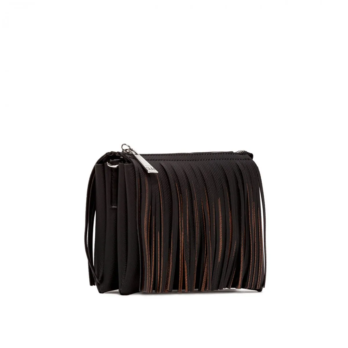 Borsa A Tracolla Two Con Frange Balayage, Nero