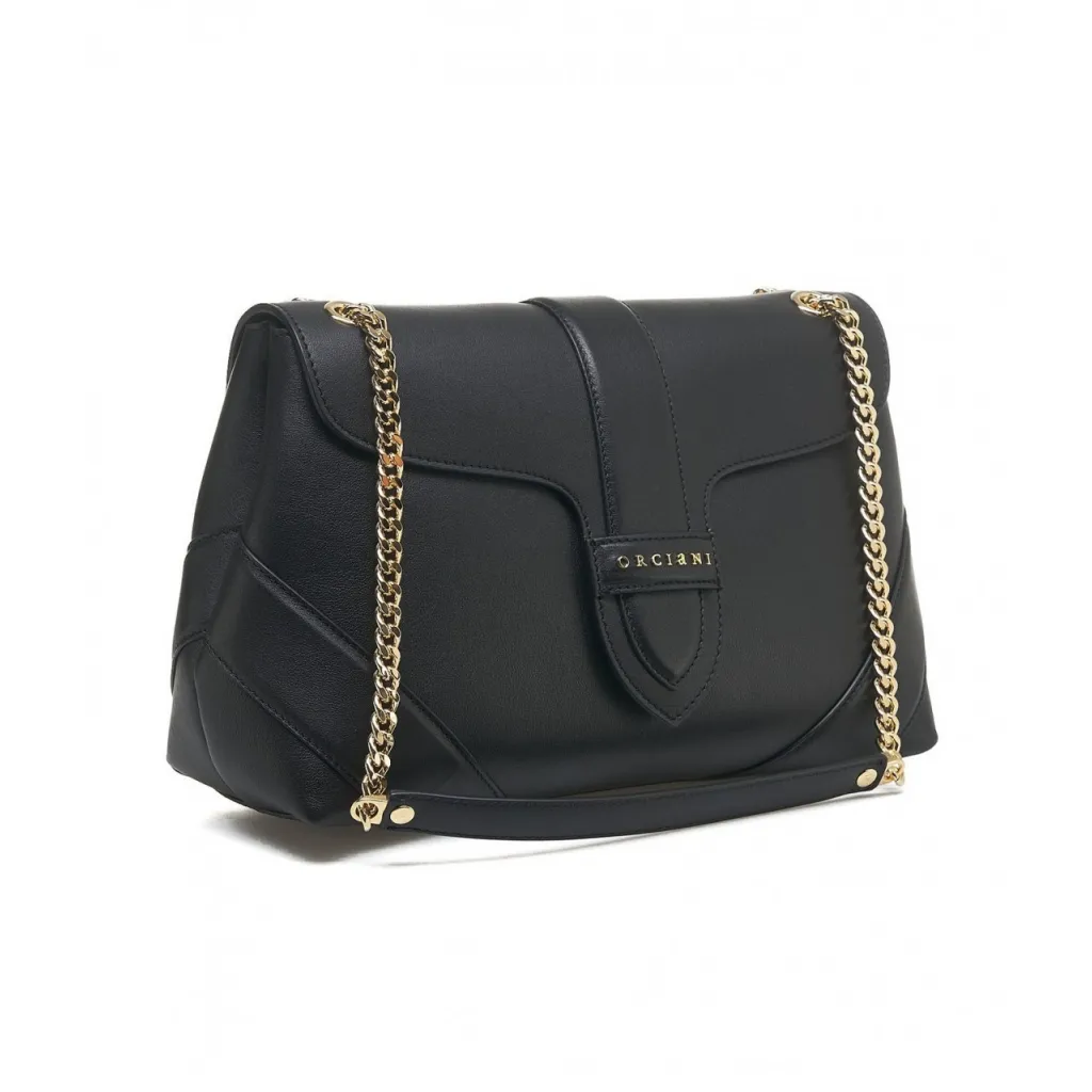 Borsa in pelle con tracolla a catena nero