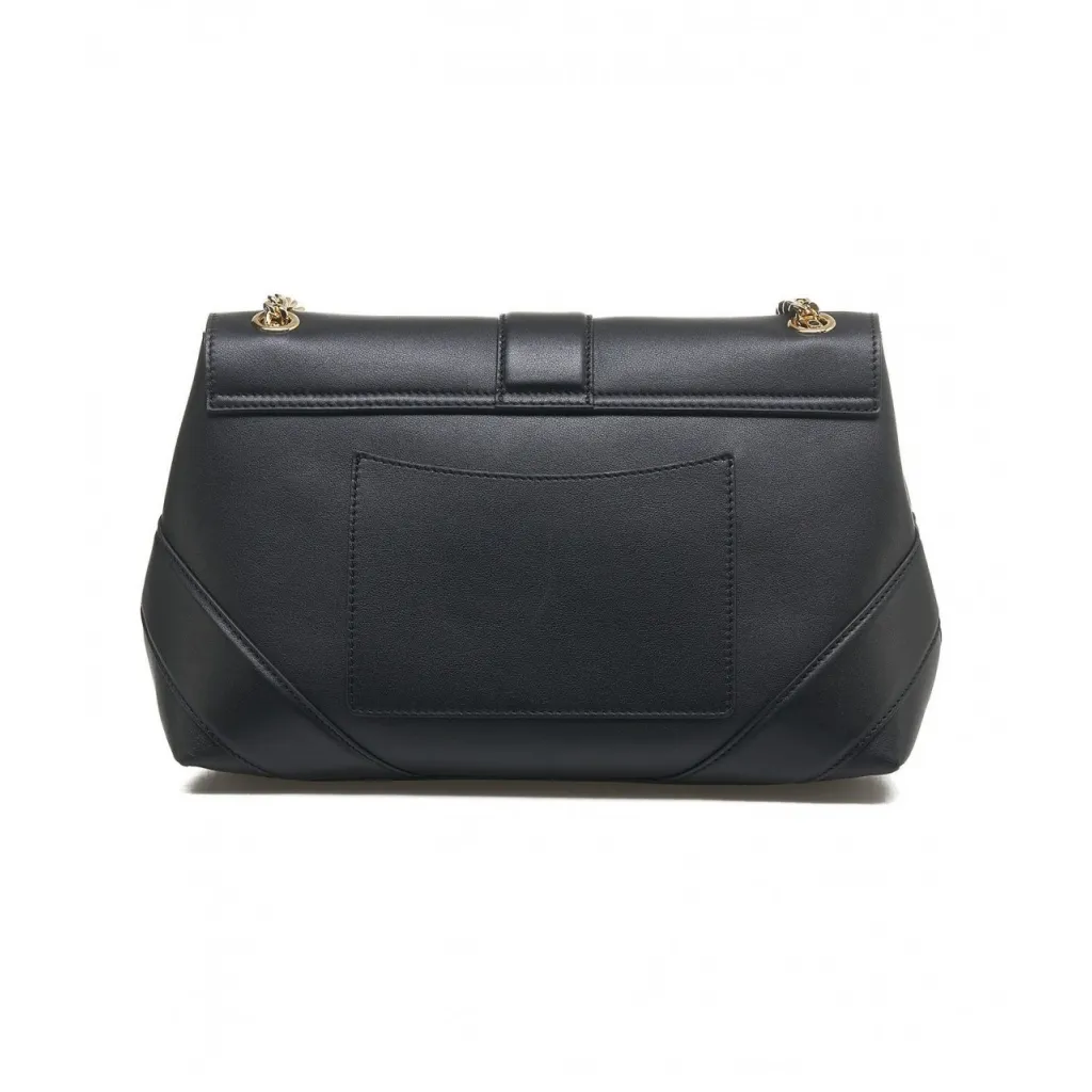 Borsa in pelle con tracolla a catena nero