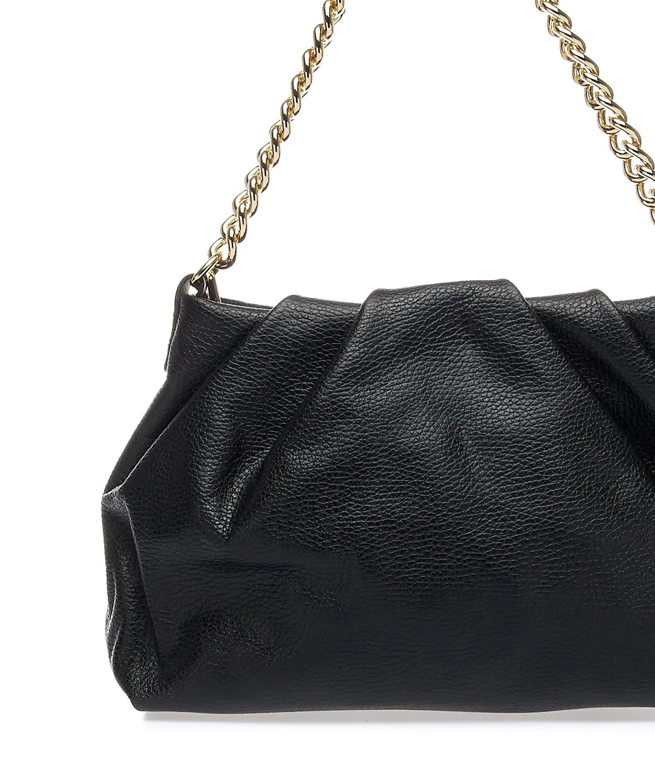 Borsa nera in pelle con tracolla a catena