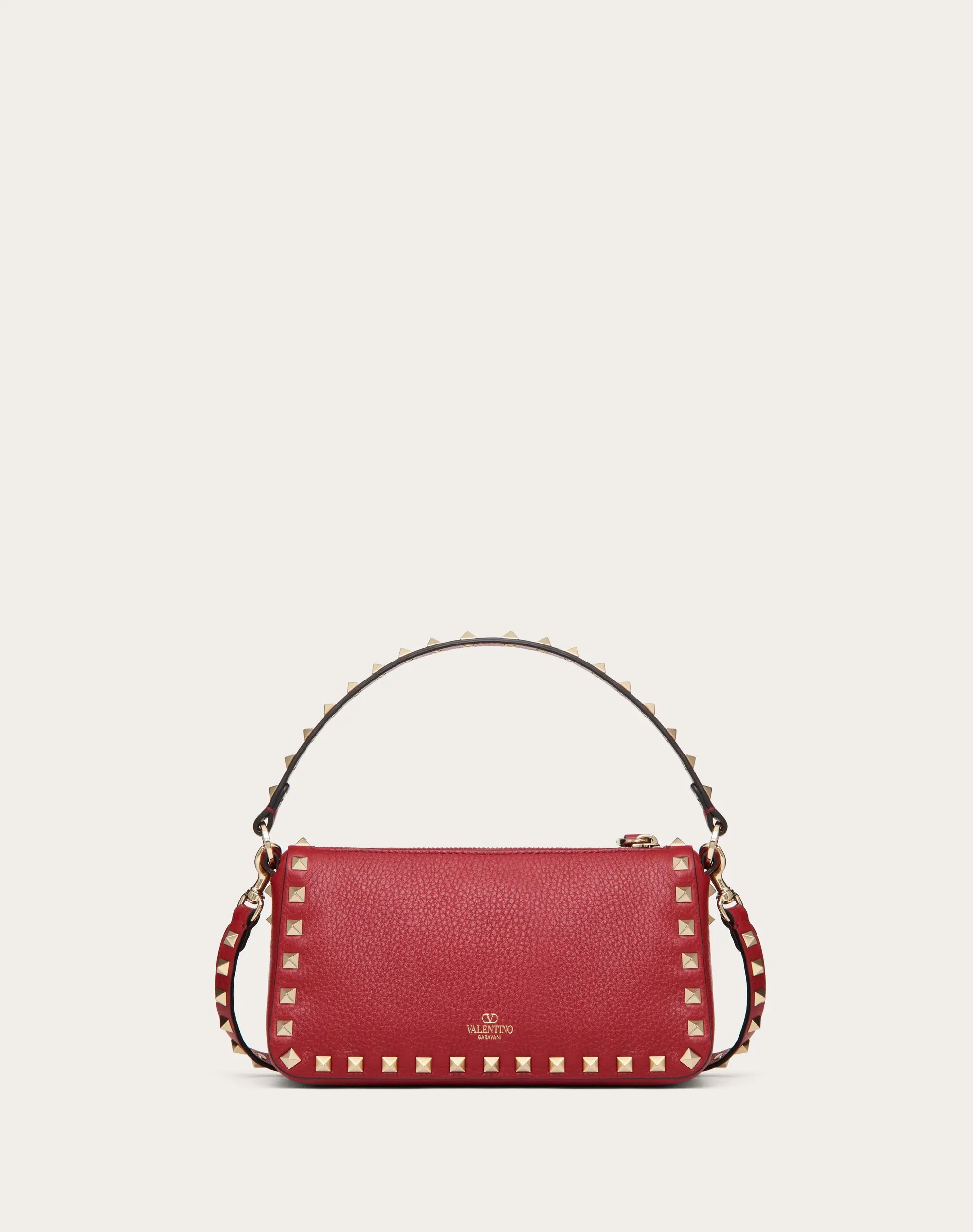 BORSA PICCOLA A TRACOLLA ROCKSTUD IN VITELLO GRANATO