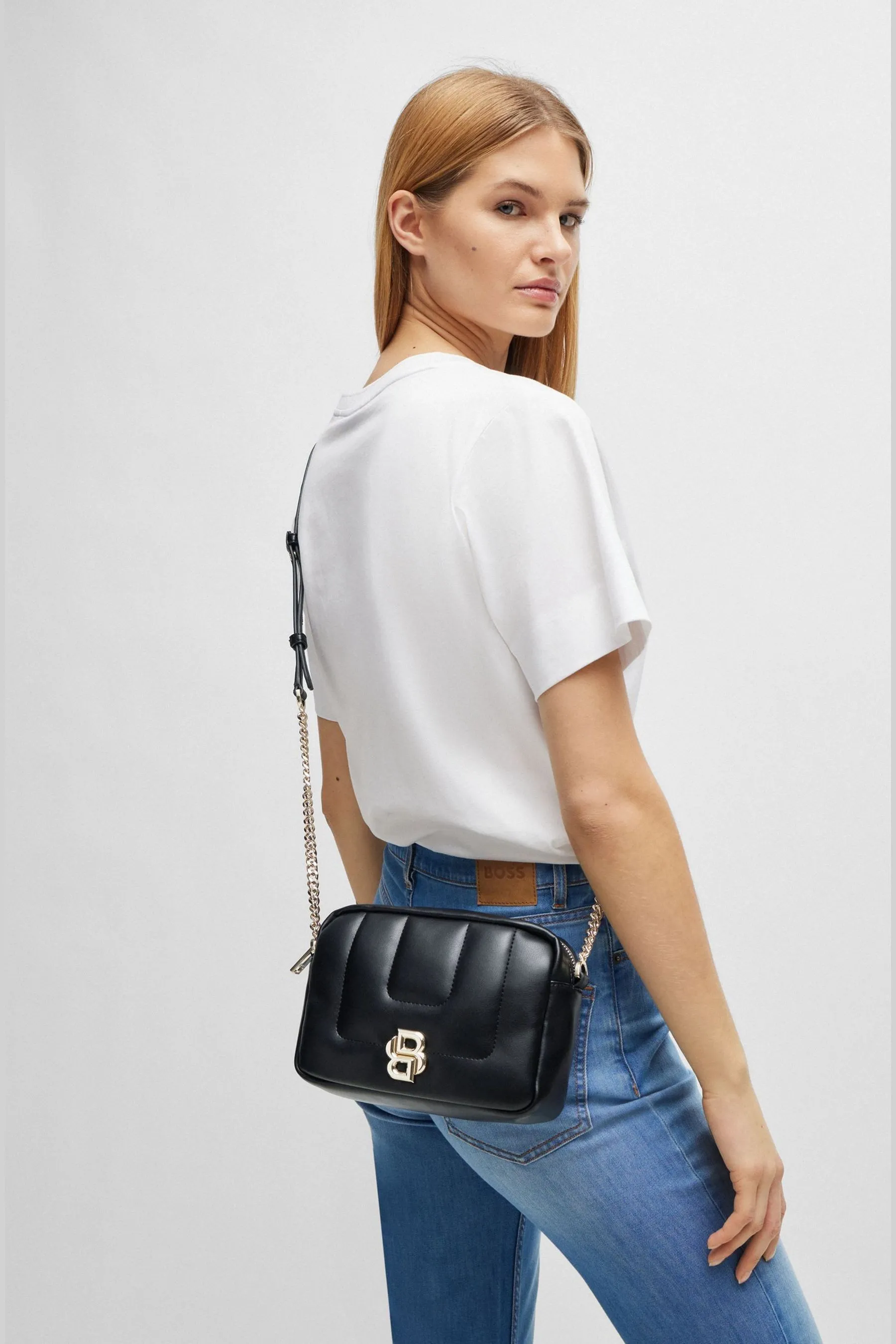 BOSS - Borsa a tracolla con logo doppio monogramma