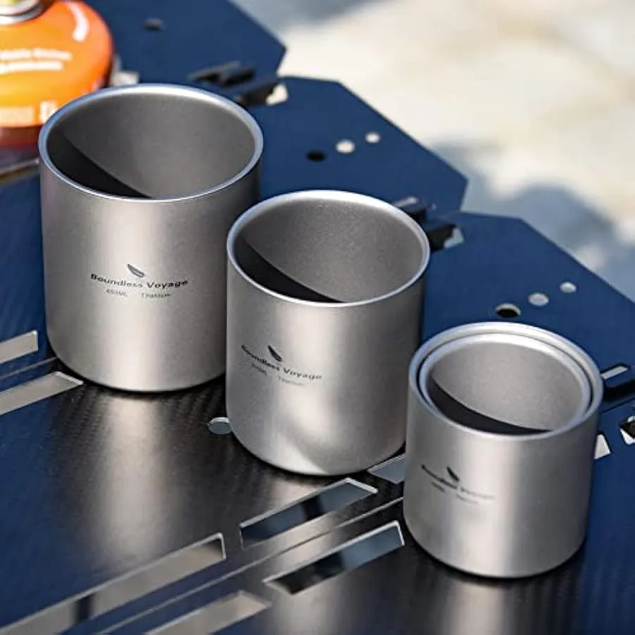 Boundless Voyage 3 in 1 – Set di tazze da tè in titanio a doppia parete, isolate, da campeggio, da tavola, 120, 180, 300 ml 2342