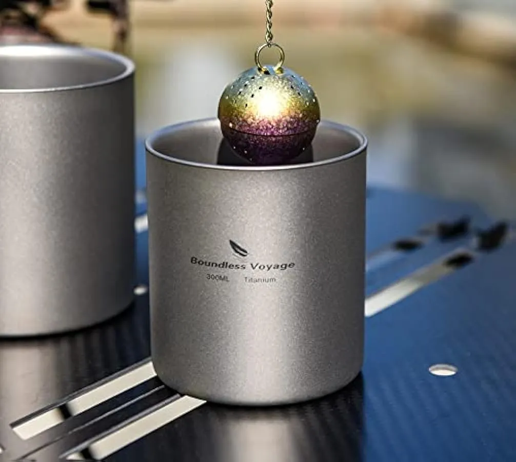 Boundless Voyage 3 in 1 – Set di tazze da tè in titanio a doppia parete, isolate, da campeggio, da tavola, 120, 180, 300 ml 2342
