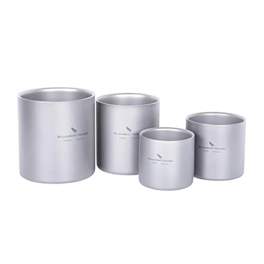 Boundless Voyage 3 in 1 – Set di tazze da tè in titanio a doppia parete, isolate, da campeggio, da tavola, 120, 180, 300 ml 2342