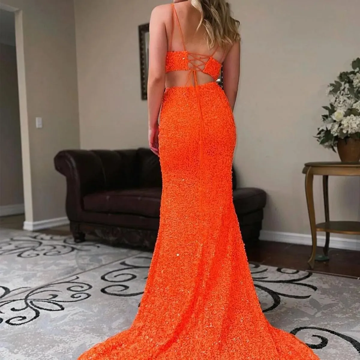 Bowith Abiti da sera lucidi Abito da ballo con paillettes 2 pezzi Abiti da sera Abito da festa Robe De Soiree Abito natalizio Ev