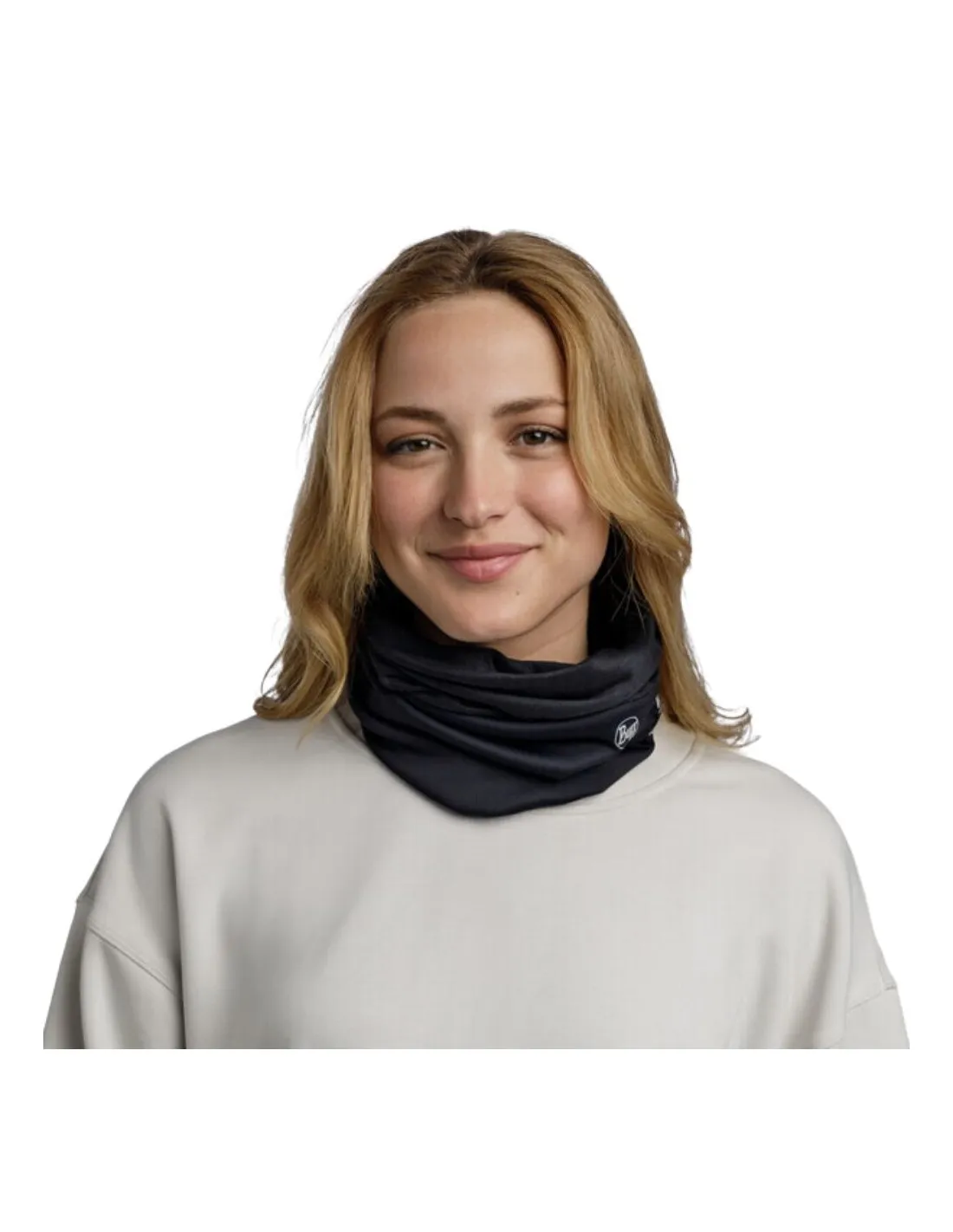 Buff nero con logo antivento color cuoio