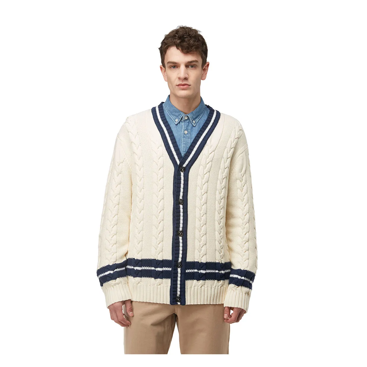 Cable Cardigan Baracuta Bianco Sporco