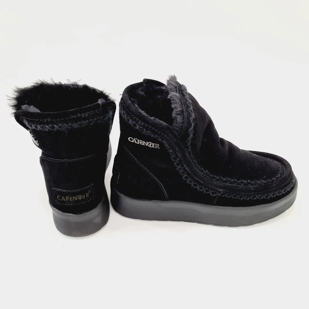 Cafè Noir stivaletto moon boot fondo gomma 4 cm  pelliccia interna nera camoscio nero  rif.542