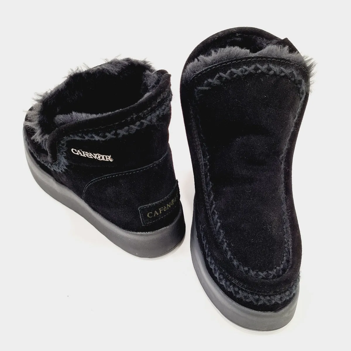 Cafè Noir stivaletto moon boot fondo gomma 4 cm  pelliccia interna nera camoscio nero  rif.542