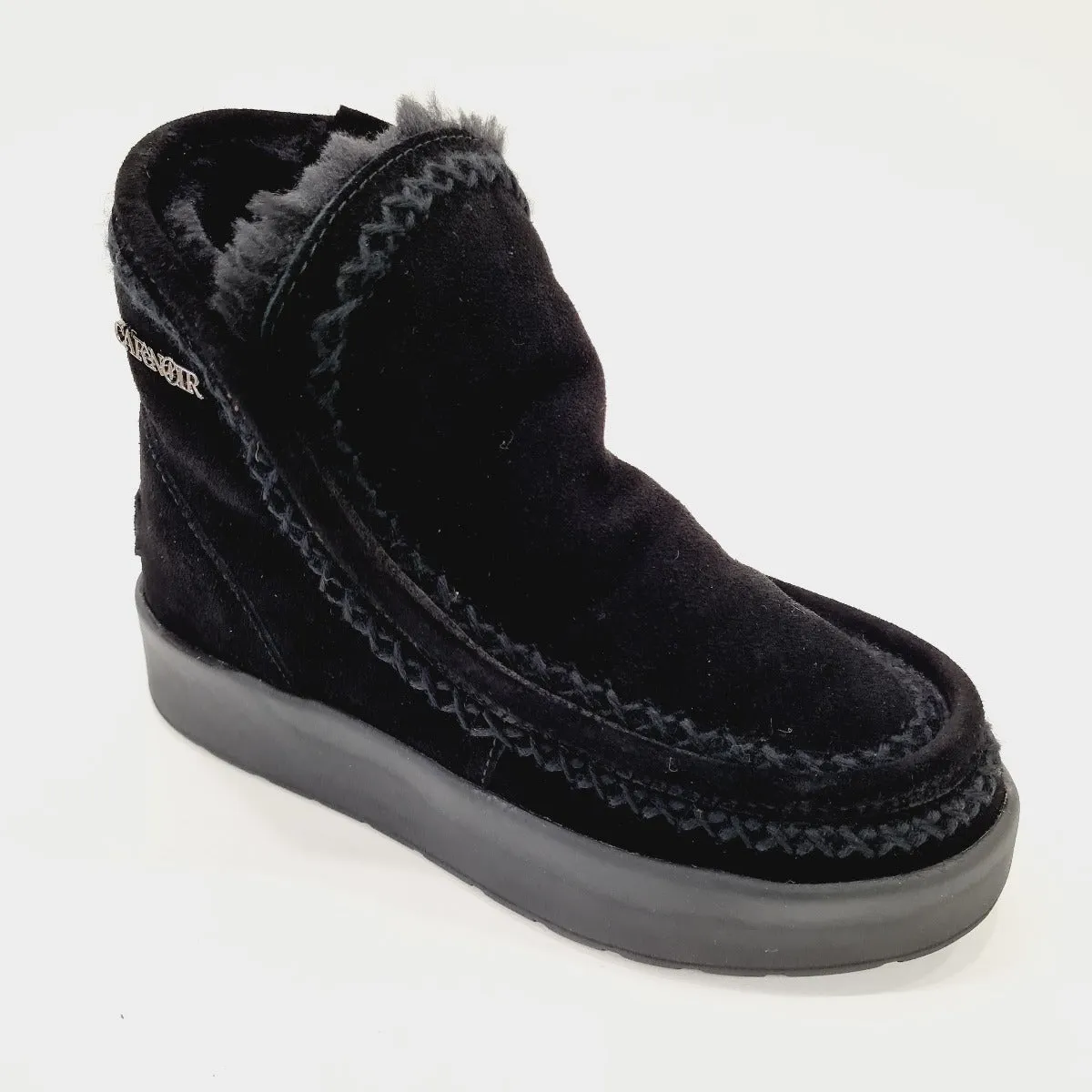 Cafè Noir stivaletto moon boot fondo gomma 4 cm  pelliccia interna nera camoscio nero  rif.542