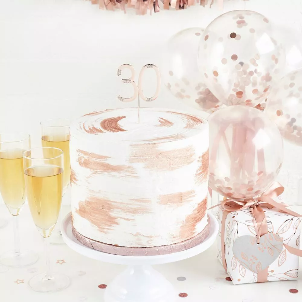 Cake topper numero 30 oro rosa 5,5 cm