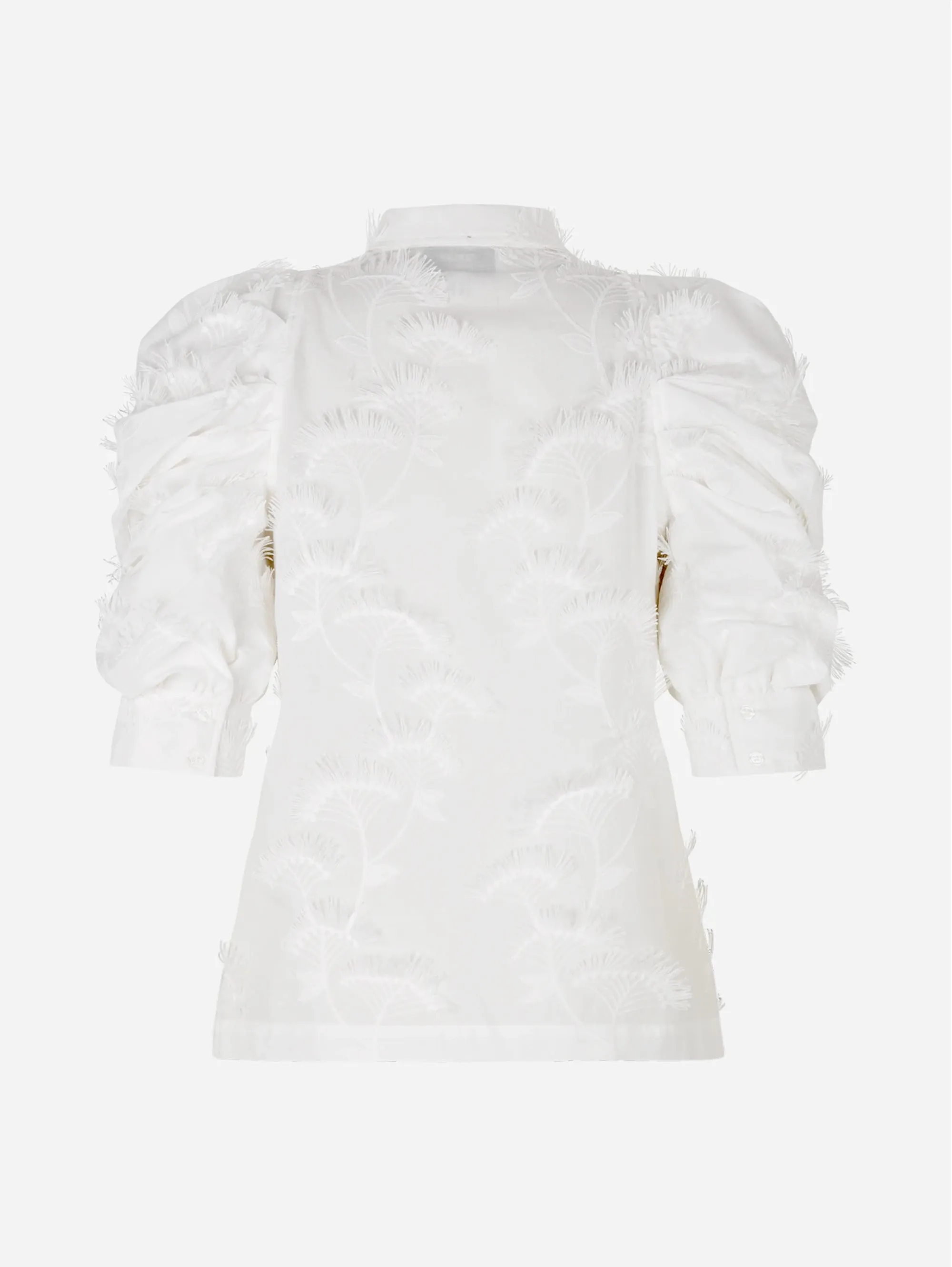 Camicia a Maniche Corte con Ricami White