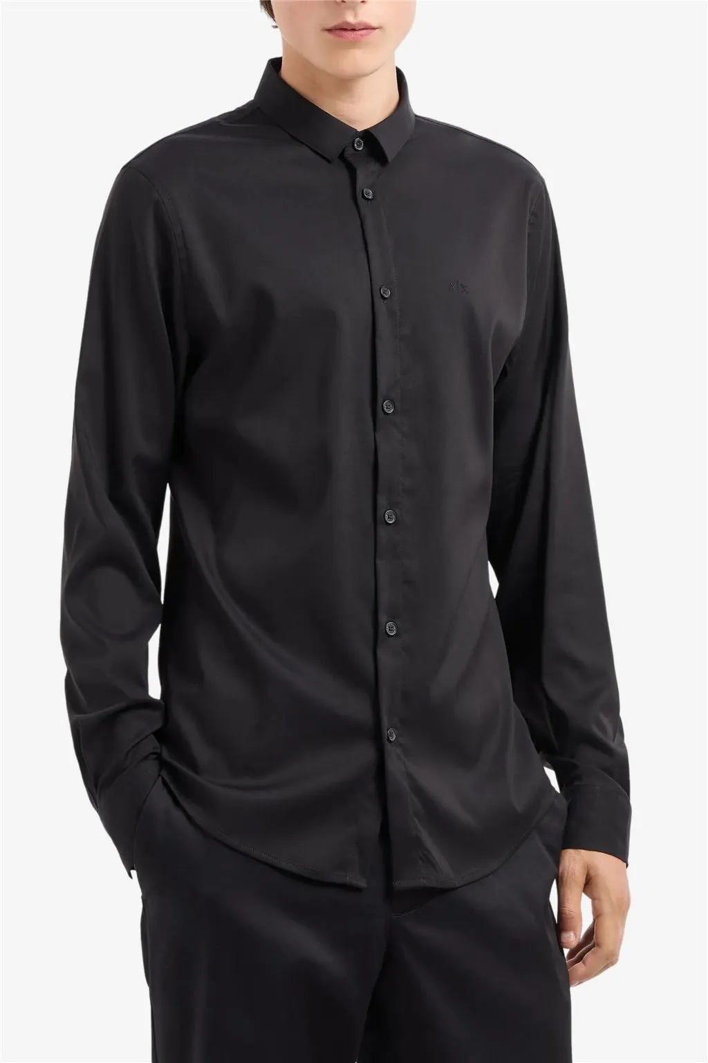 CAMICIA NERO DA UOMO ARMANI EXCHANGE IN TESSUTO ULTRA STRETCH 8NZC49