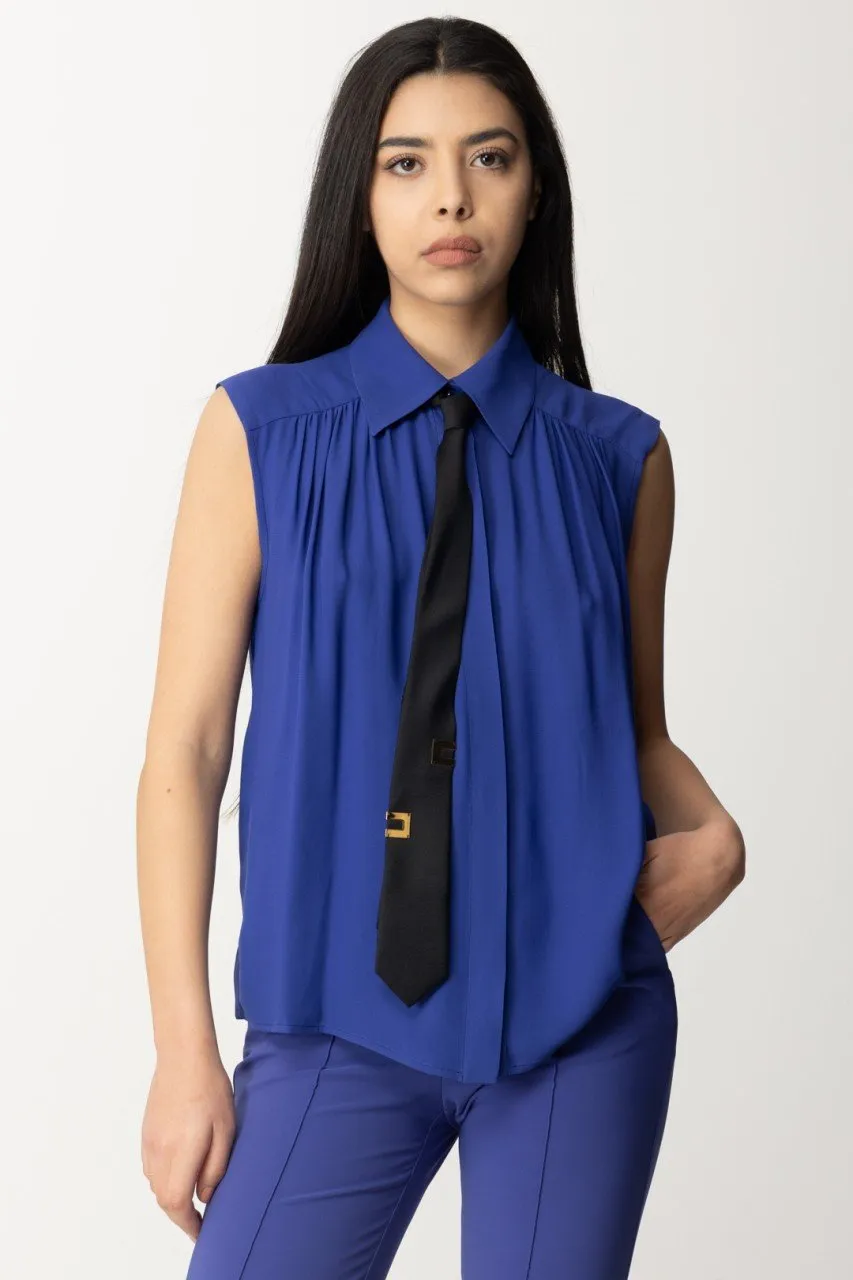 Camicia smanicata con cravatta BLUE INDACO