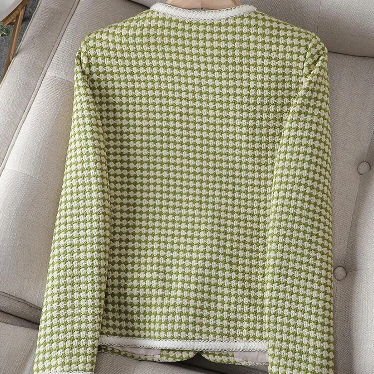 Cappotto blazer casual scozzese verde nero da donna da donna giacca monopetto manica lunga O collo femminile per l'autunno inver