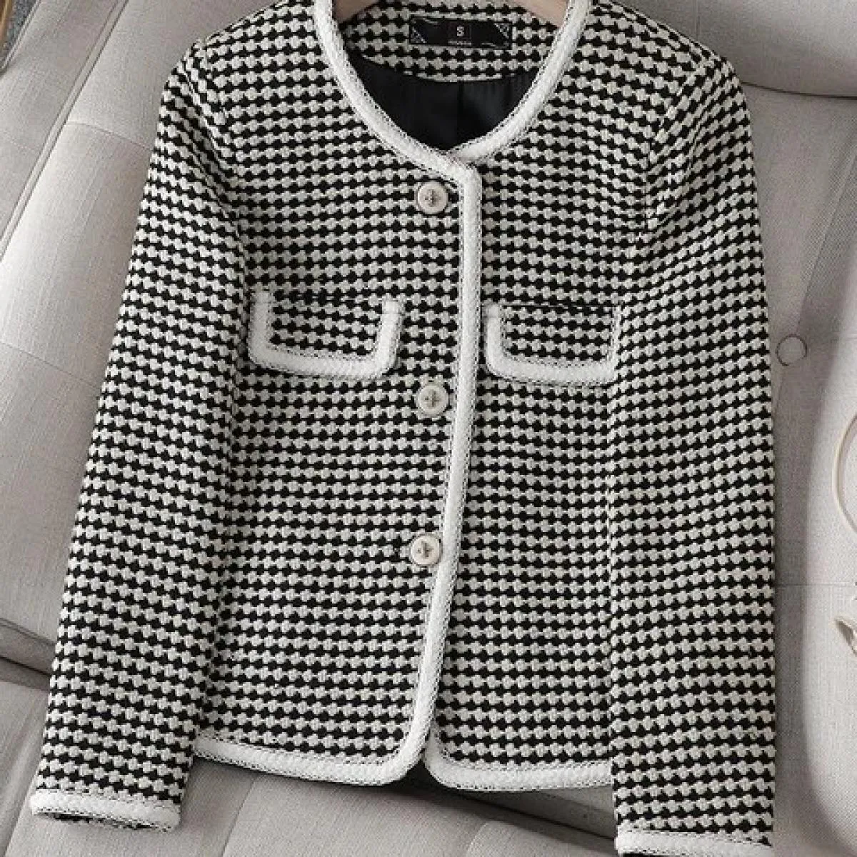 Cappotto blazer casual scozzese verde nero da donna da donna giacca monopetto manica lunga O collo femminile per l'autunno inver