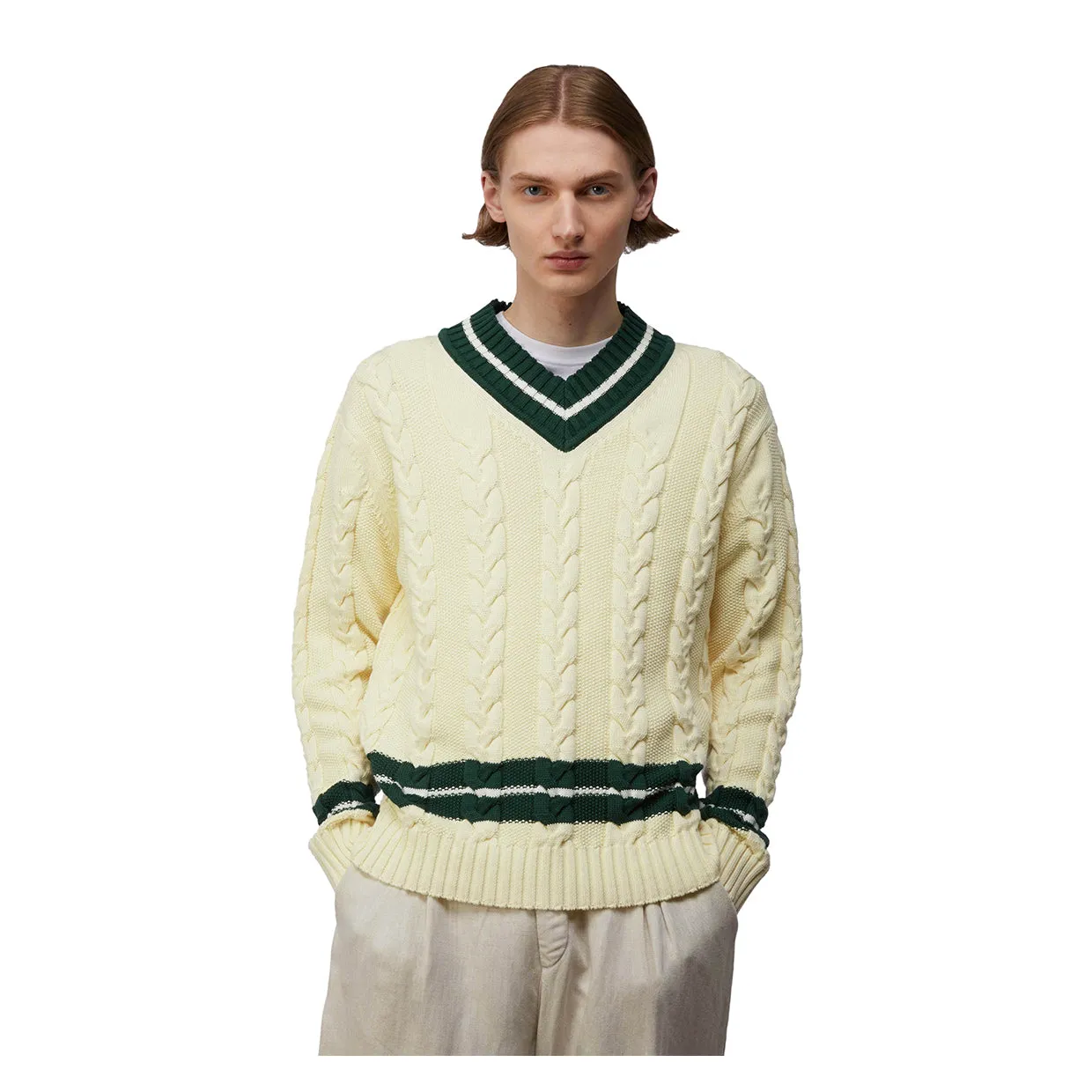 Cardigan Baracuta V Neck Bianco Sporco
