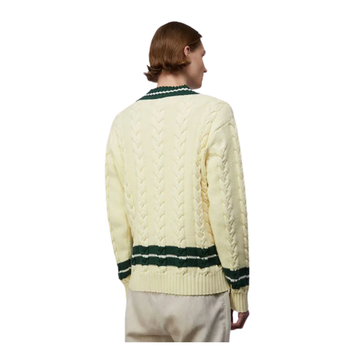 Cardigan Baracuta V Neck Bianco Sporco