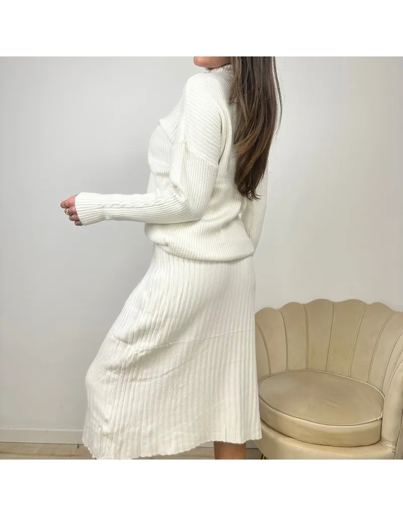 CO ORD SET PULLOVER E GONNA BIANCO