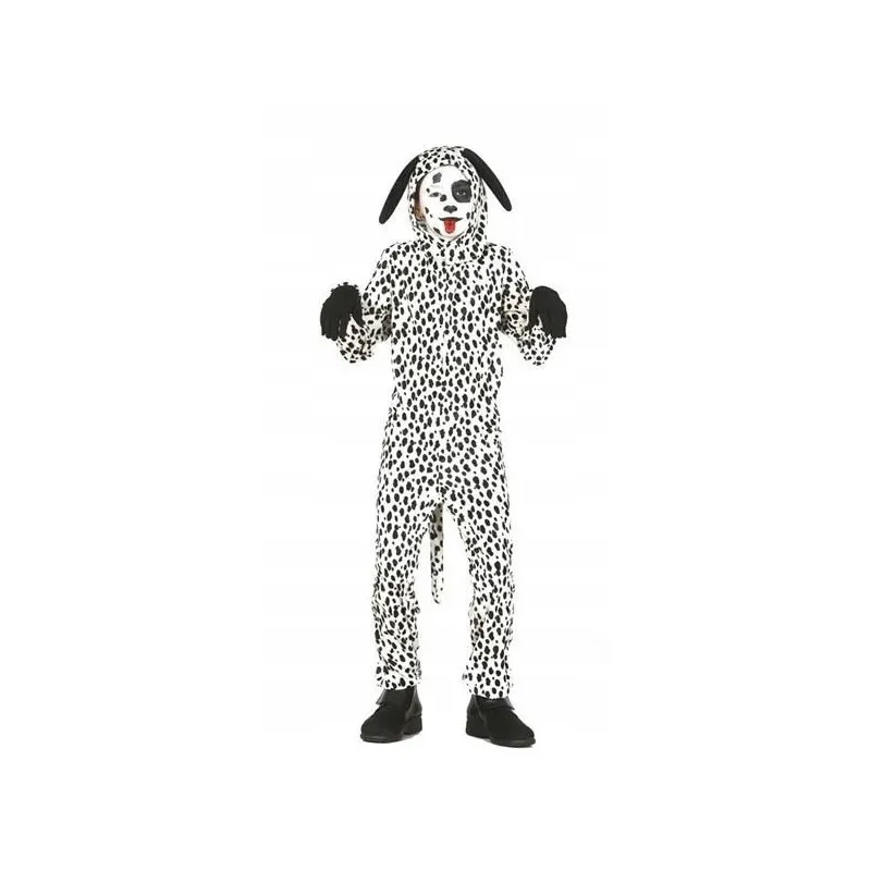COSTUME PER FESTE DI CARNEVALE E PARTY VARI. VESTITO DALMATA (PERRITO) COMPLETO DI 3 PEZZI TUTA CAPUCCIO GUANTI