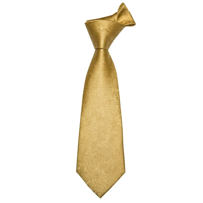 Cravatta, tasca quadrata e gemella set paisley oro giallo