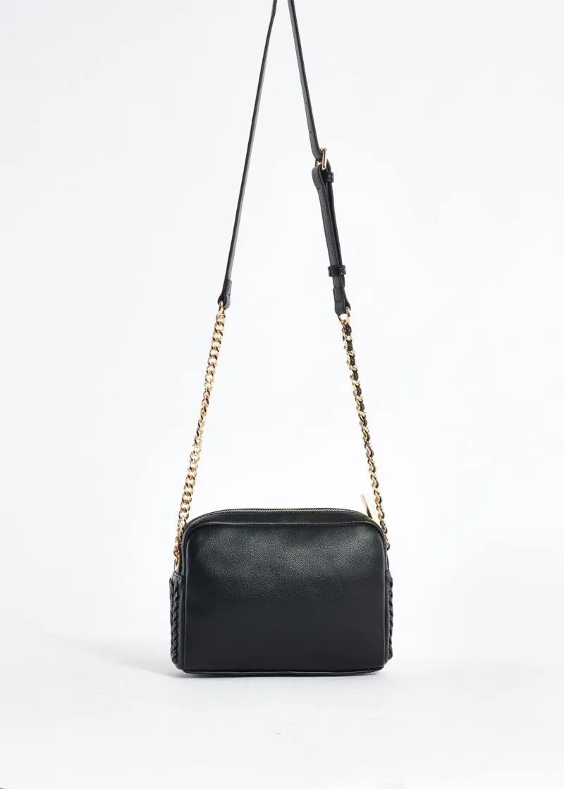 Crossbody in similpelle con logo