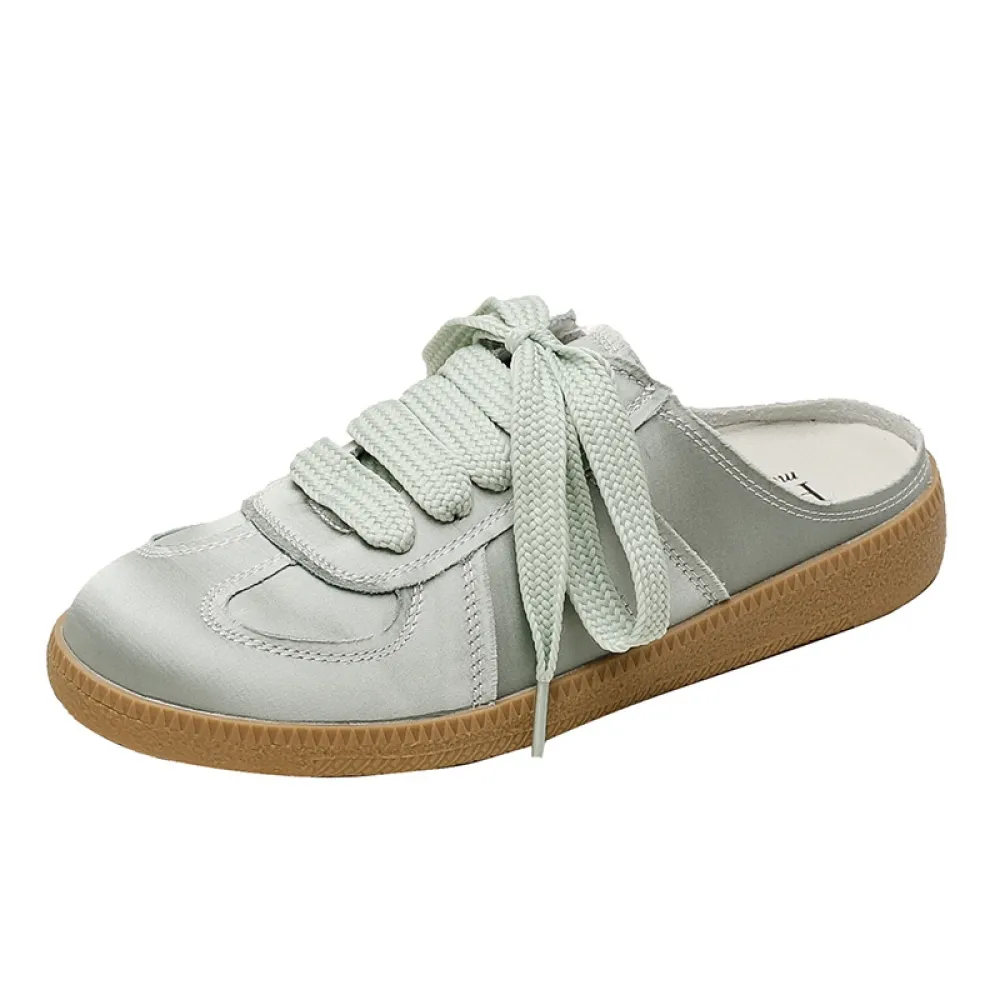 Dexun Scarpe Per Le Donne 2024 Nuovo Con La Suola Spessa Raso Puntale Mezze Pantofole Per Le Donne Estate Usura Esterna Verde Se
