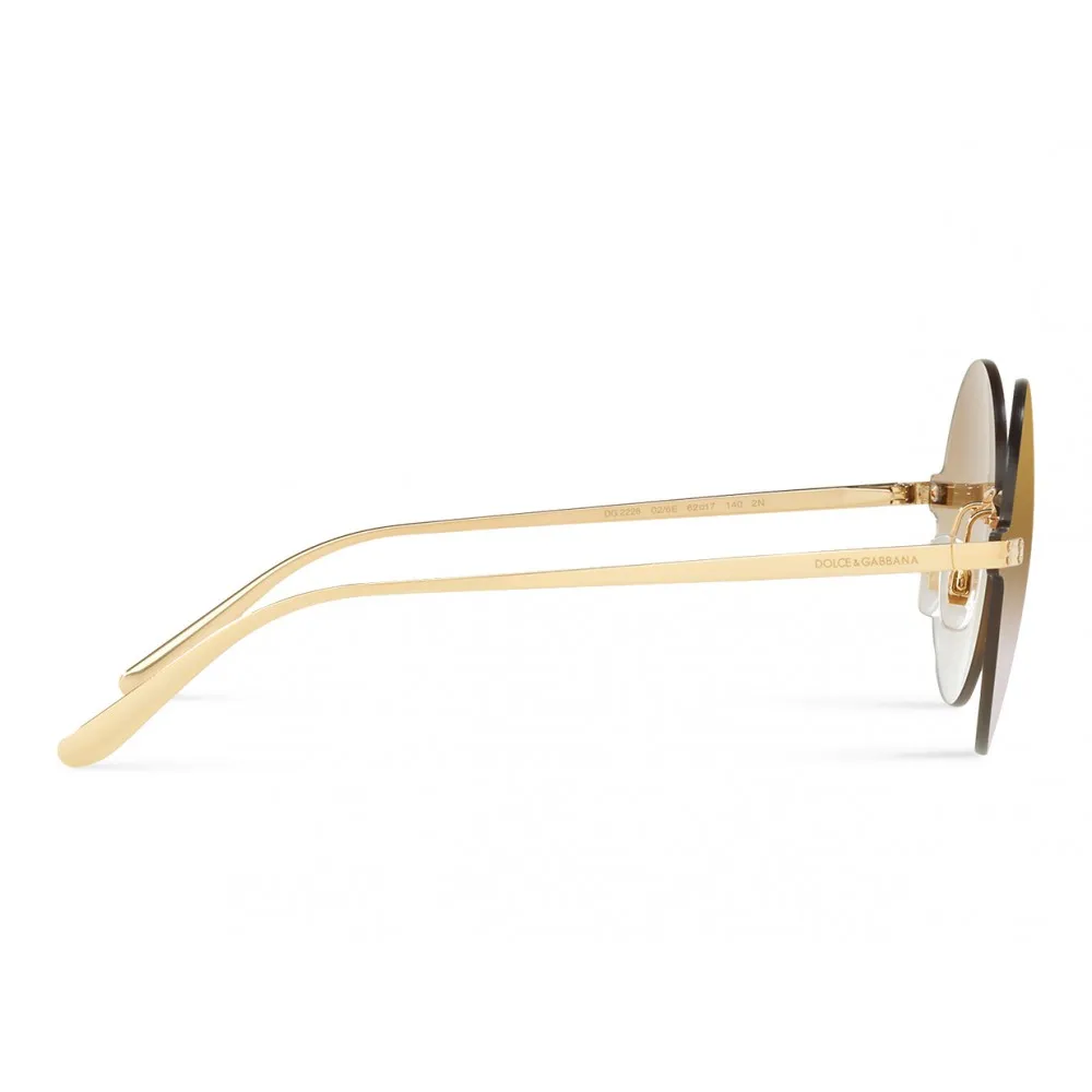 Dolce & Gabbana - Occhiale da Sole Rotondi Plaque Logo - Oro - Dolce & Gabbana Eyewear
