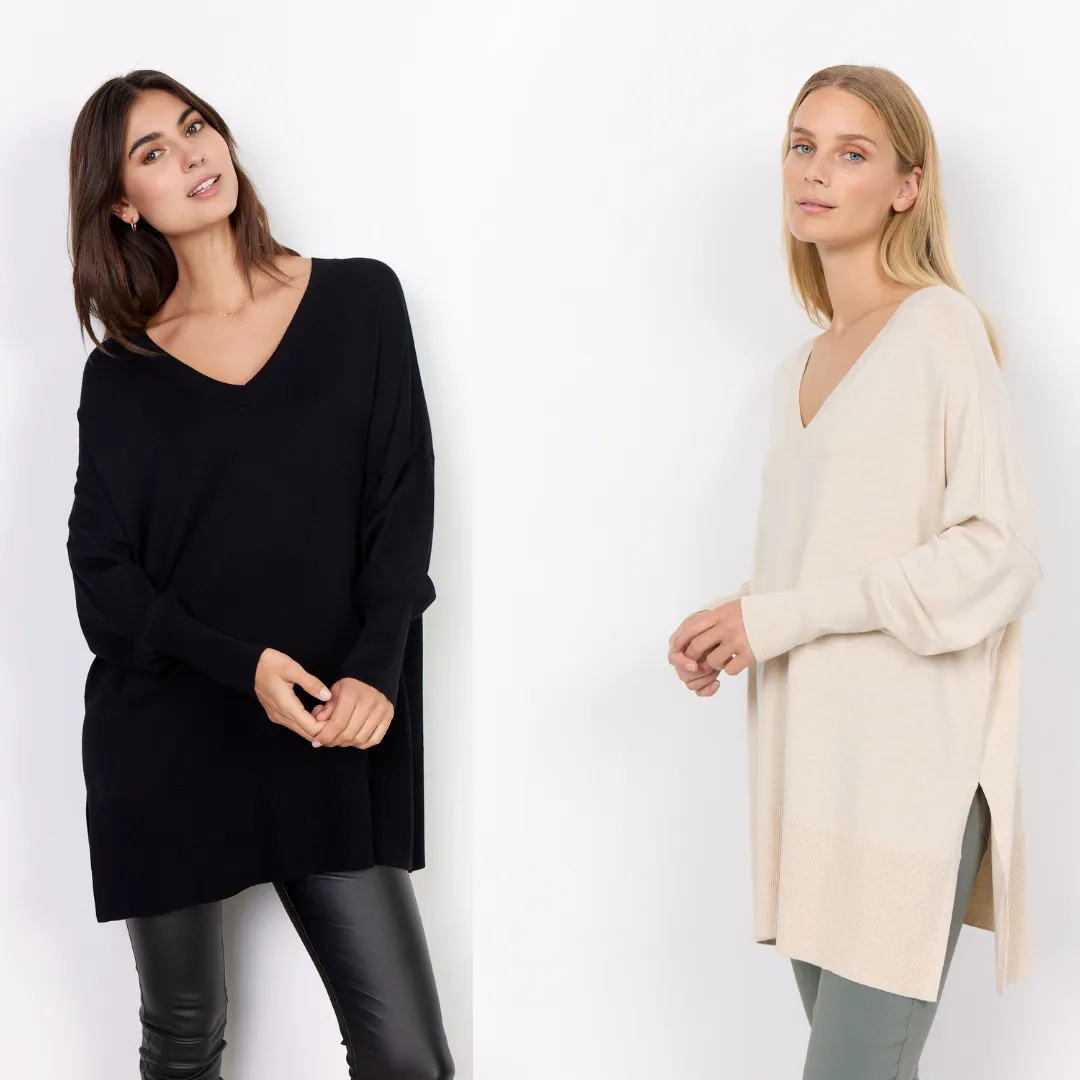 Dollie 728: Pullover Femminile in Morbido Blend di Viscosa e Nylon – Disponibile in Nero e Beige – Taglie dalla S al