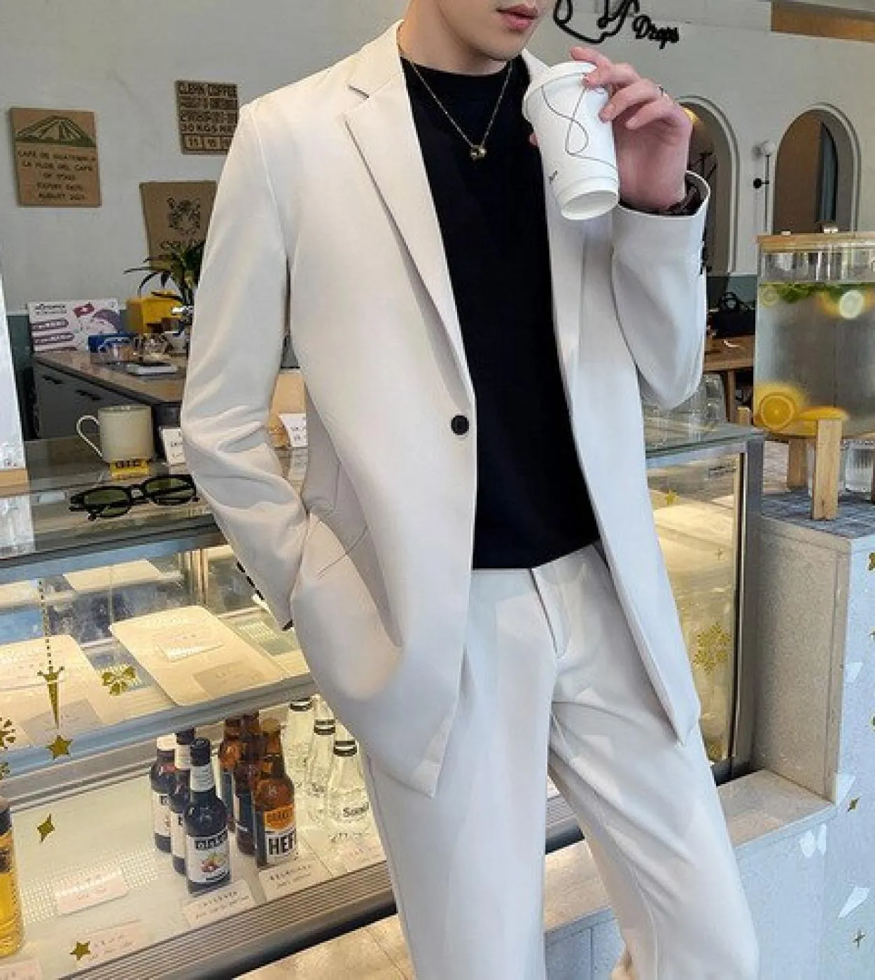Due pezzi Set Blazer Giacca Pantaloni  Moda Casual da uomo di alta qualità Business Slim Abito da sposo formale Cappotto