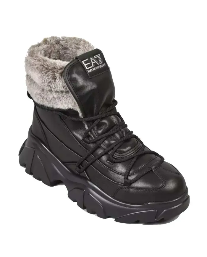 EA7 Armani Stivaletti Uomo X8M001 XK229 A-ET Tronchetti Pelliccia Neri Q277 FULL BLACK+GREY