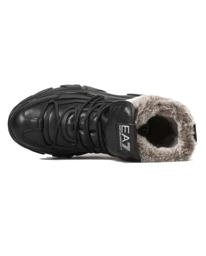 EA7 Armani Stivaletti Uomo X8M001 XK229 A-ET Tronchetti Pelliccia Neri Q277 FULL BLACK+GREY