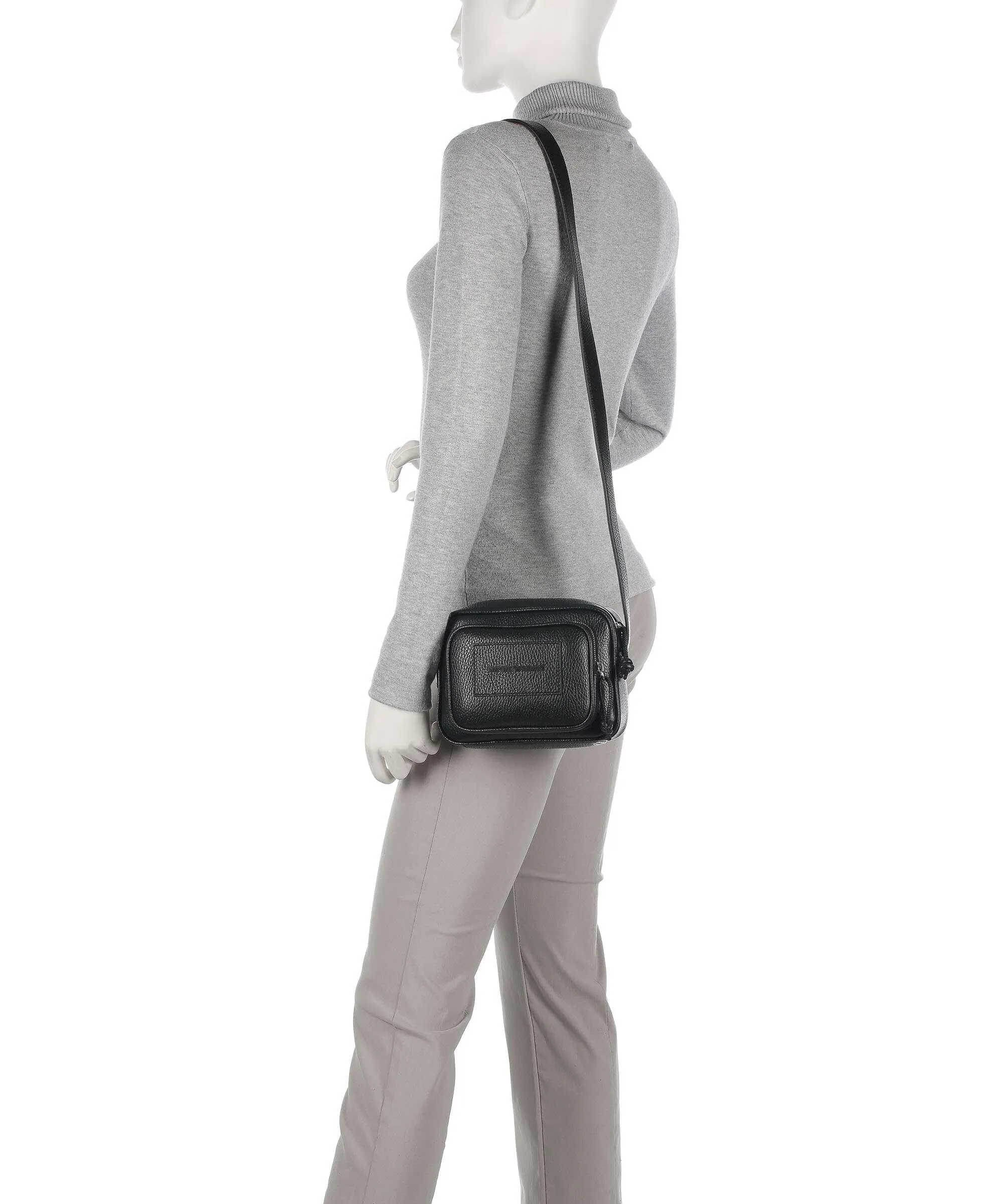  Emporio Armani Business Regenerated Borsa a tracolla pelle di vacchetta grana nero  