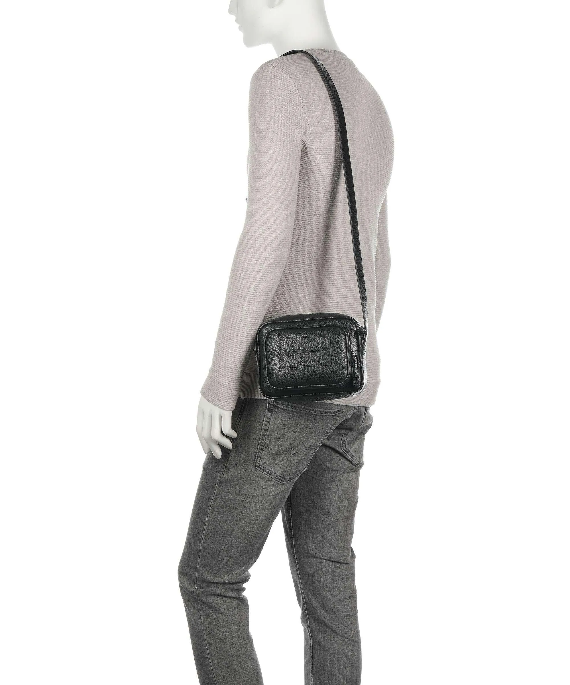  Emporio Armani Business Regenerated Borsa a tracolla pelle di vacchetta grana nero  
