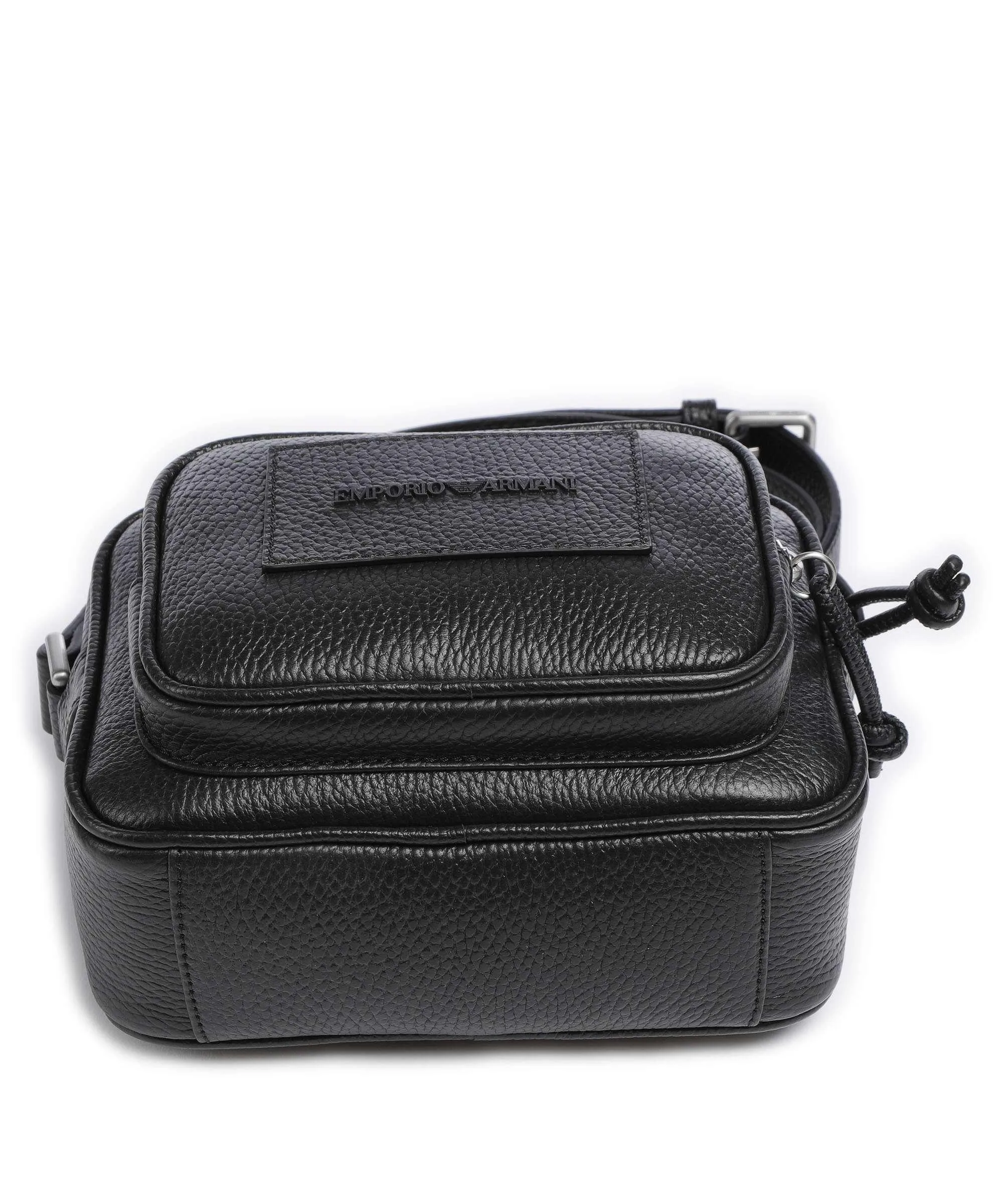  Emporio Armani Business Regenerated Borsa a tracolla pelle di vacchetta grana nero  