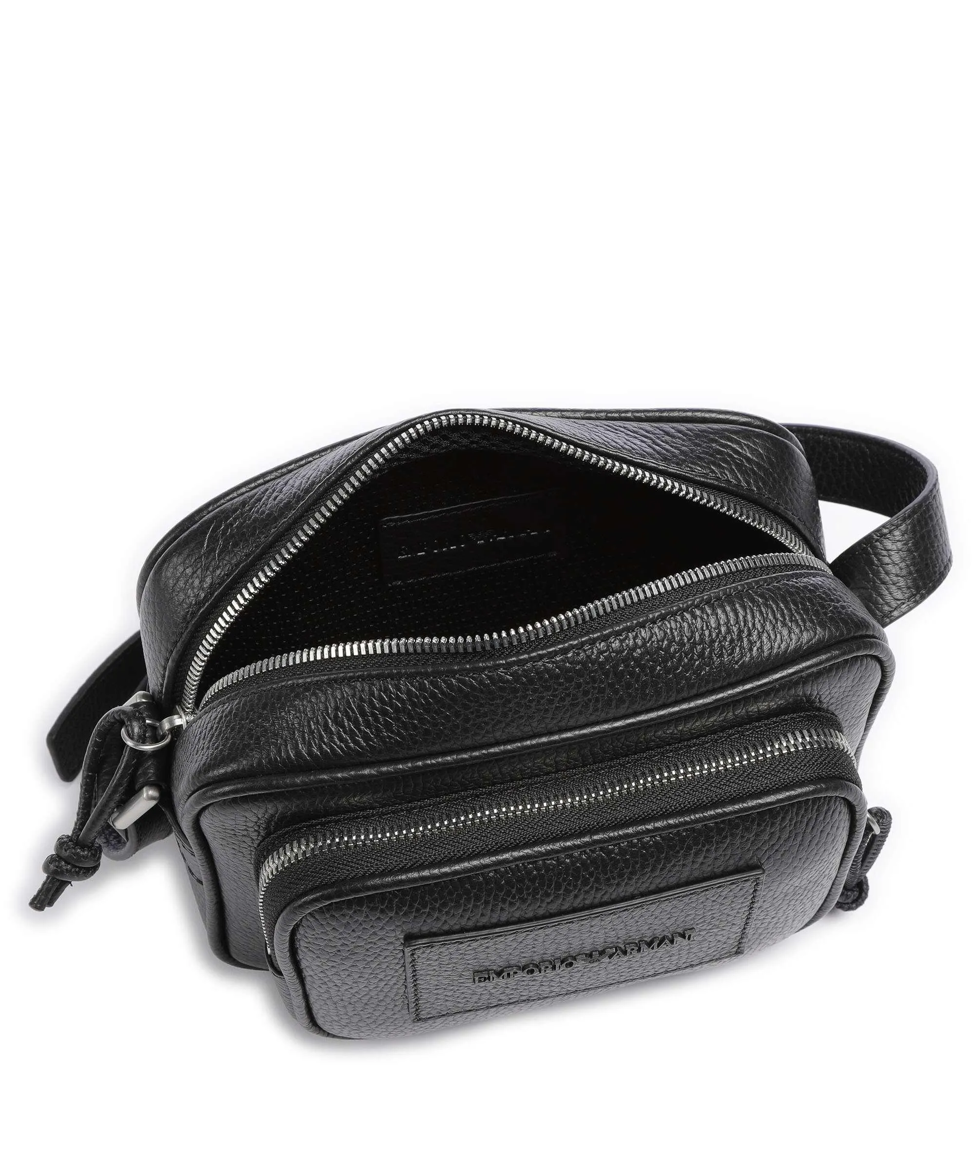  Emporio Armani Business Regenerated Borsa a tracolla pelle di vacchetta grana nero  