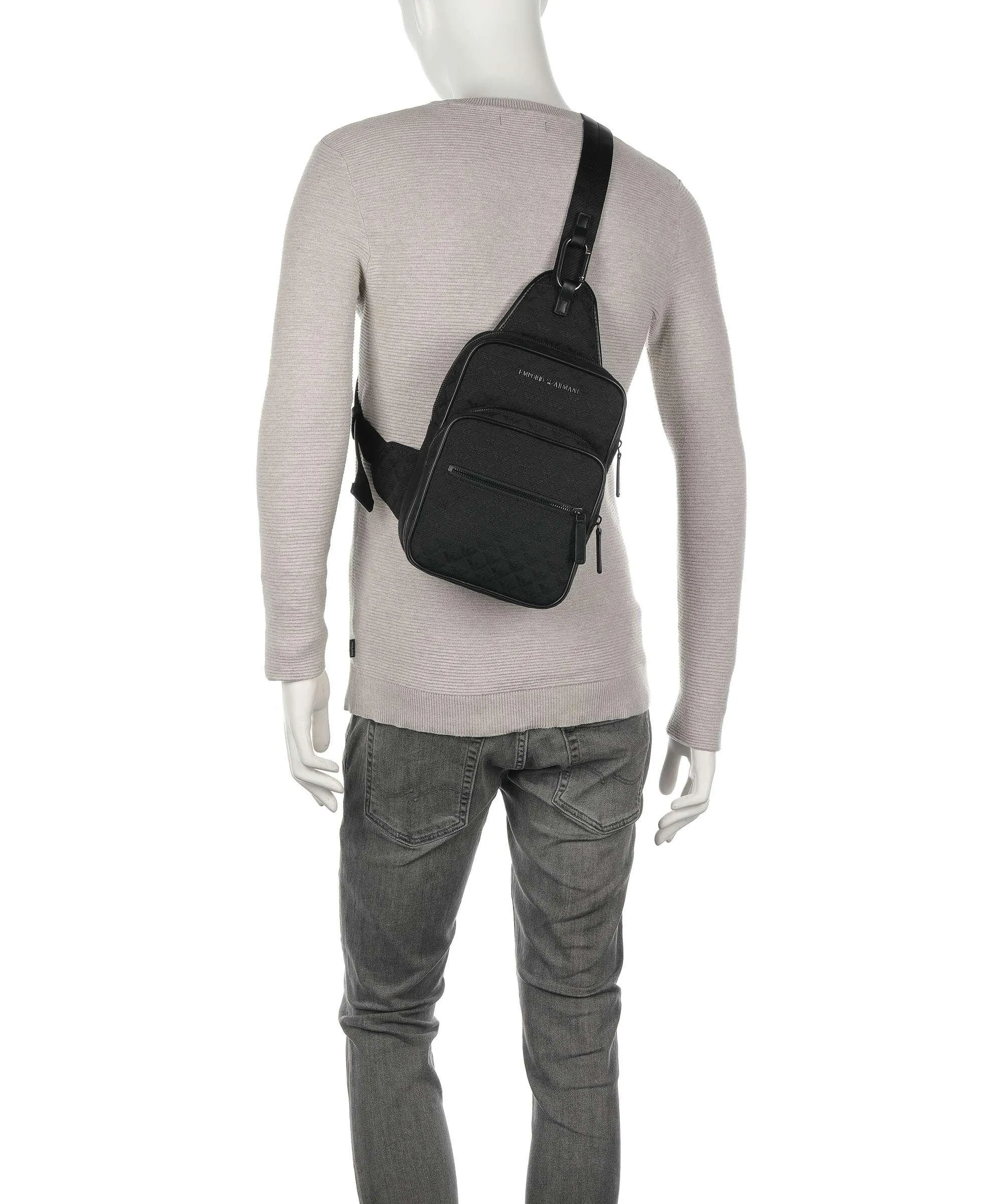  Emporio Armani Omnia Jacquard Borsa sling 10″ poliestere nero  