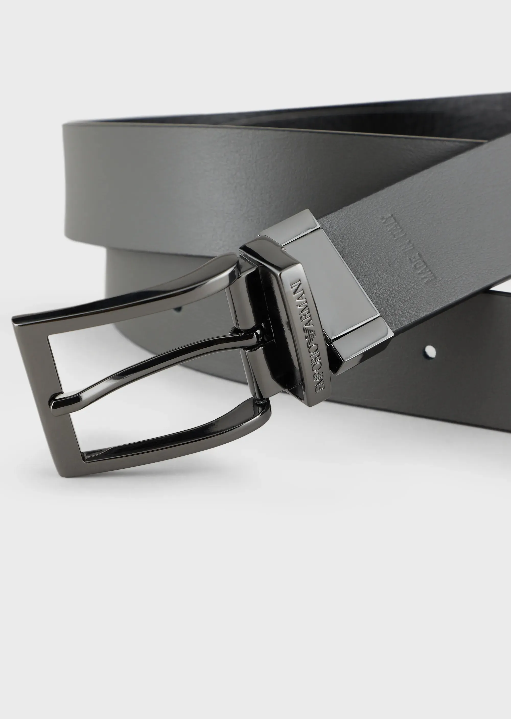 Emporio Armani Reversible Leather Belt / Grey