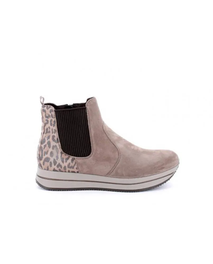 ENVAL SOFT 2770222 stivaletto beatles zeppa beige camoscio animalier