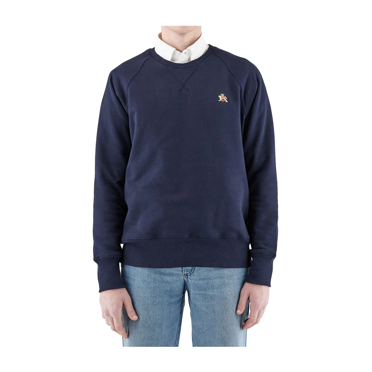 Felpa Baracuta Girocollo Logo Blu Notte