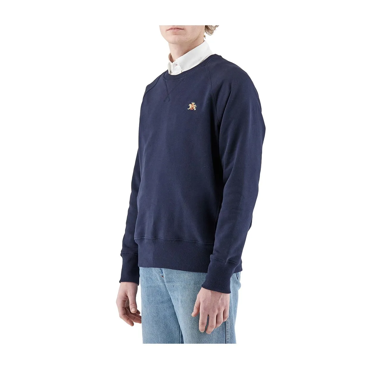 Felpa Baracuta Girocollo Logo Blu Notte