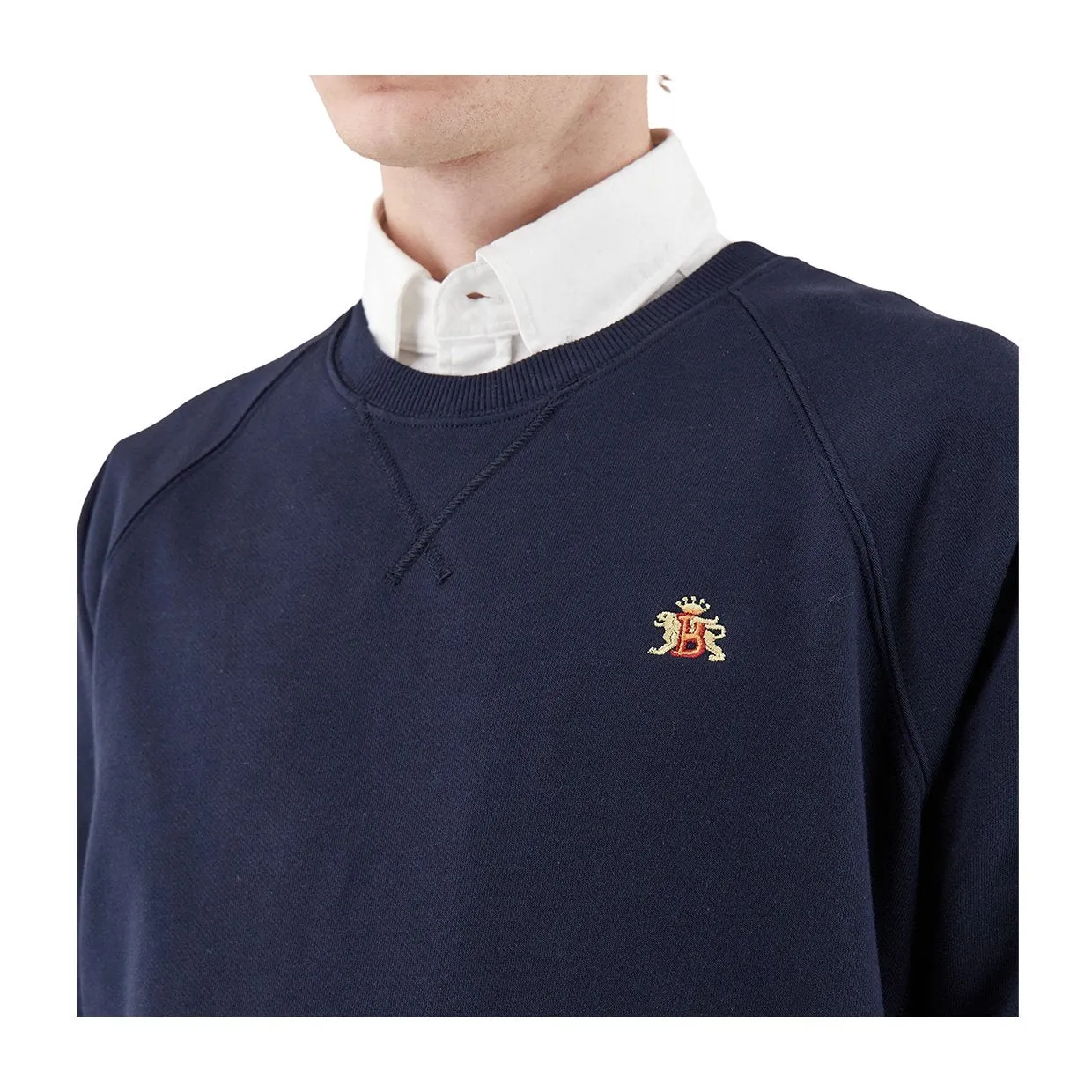 Felpa Baracuta Girocollo Logo Blu Notte