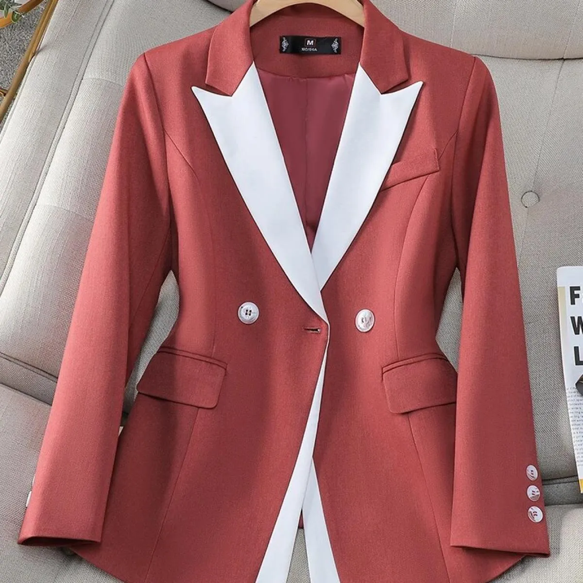 Giacca da donna alla moda Giacca da donna autunno inverno Cappotto formale da lavoro da lavoro femminile a maniche lunghe giallo