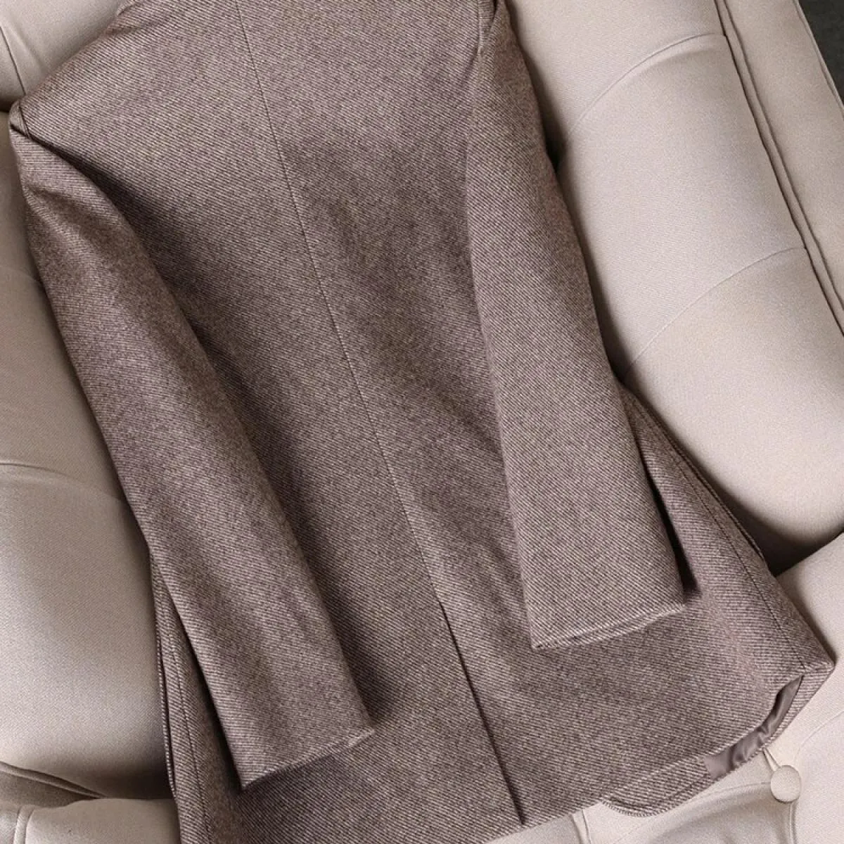 Giacca da donna monopetto a maniche lunghe da donna Cappotto da giacca formale da lavoro grigio caffè solido da donna per l'autu